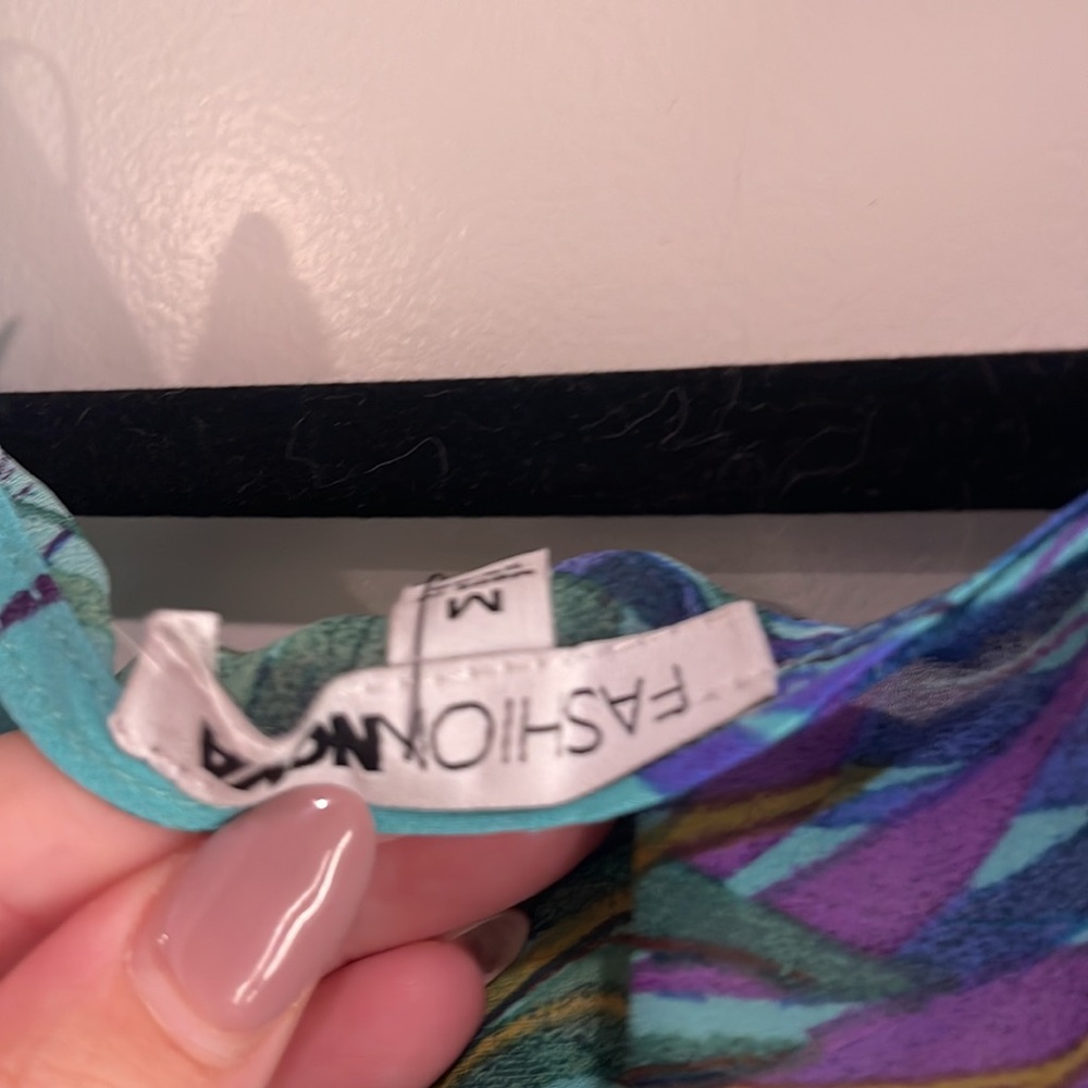 Fashion Nova Teal Tropical Print Midi Dress - Picture 12 of 12